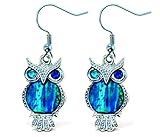 Puzzled Owl Dangle Post Fish Hook Earrings