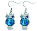 Puzzled Owl Dangle Post Fish Hook Earrings