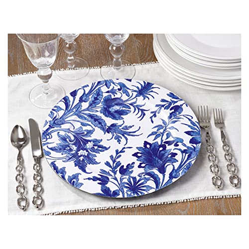Plato decorativo plástico azul índigo redondo 14" pack 4 miniatura 4