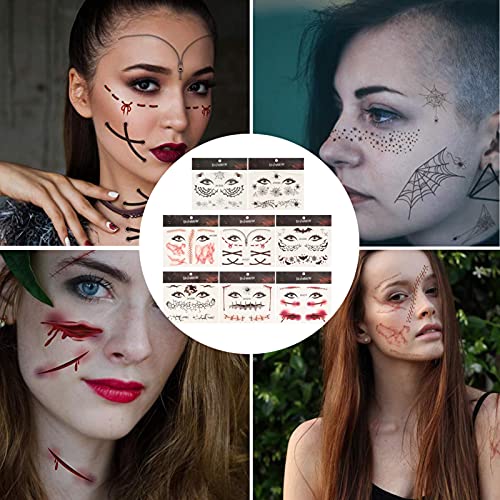 Beaupretty Folhas 8 Halloween Rosto Temporária Corpo Sangrentas Cicatrizes de Feridas