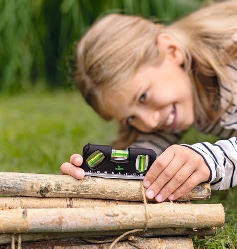 moses. Expedition Natur Kinder-Wasserwaage, Outdoor Wasserwaage mit Magnet, Lineal und Trageband, Robustes DIY- & Outdoor-Werkzeug für kleine Entdecker, Schwarz-Grün