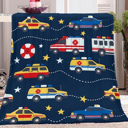 Manta Dibujos Animados Varios Vehículos Vistoso, Manta De Franela Suave Y Ligera para Otoño E Invierno, Mantas Cálidas Estampadas para Sofá Cama Viajes 100 x 130 cm