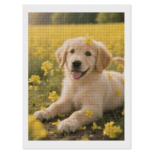 Broderie diamant chien 5D pour créer une décoration murale cocooning dans votre salon