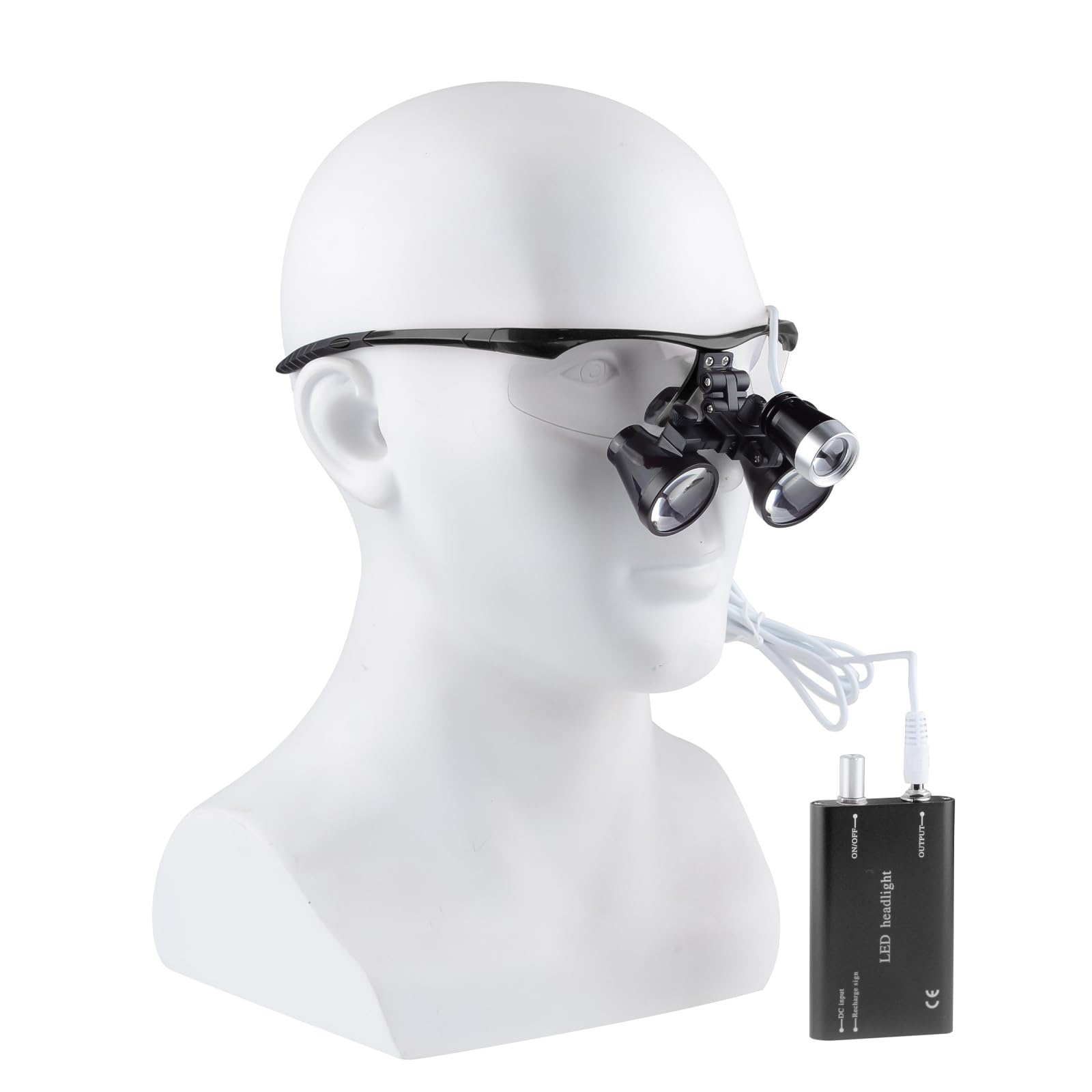 3.5x420mm Zahnarzt Lupenbrille Kopflupe LED Headlampe Dental Loupes (Schwarz)