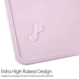 Silicone Placemats with Raised Edges for Kids, Kids Silicone Mats for Dining Table, Toddler placemat Portable Reusable Non-Slip Mats for Kids Toddler Children (Purple)