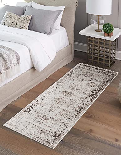 Rugs.com Monte Carlo Collection Rug – 2' x 9' 10 Runner Beige Medium Rug Perfect for Living Rooms, Large Dining Rooms, Open Floorplans