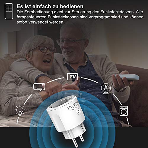 Funksteckdosen mit Fernbedienung, Funksteckdosen einfach Smart Seckdose Ferngesteuerte Stecker Weiß für Ältere Menschen, 30 M Reichweite - Image 3