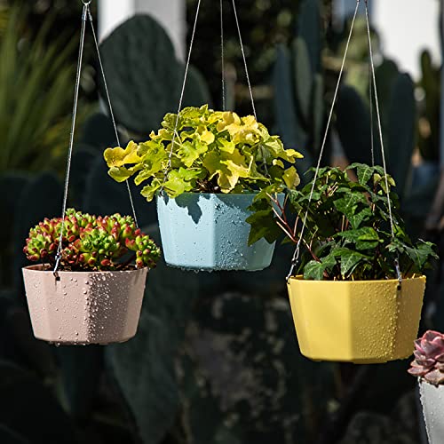 6 Pack 6 Inch Hanging Plant Pot Self Watering Hanging Planters Indoor Hanging Flower Pots Outdoor Hanging Pot Basket, Plant Hanger With 3Hooks, Drainage Holes For Garden Home (Multicolor) #TOP3