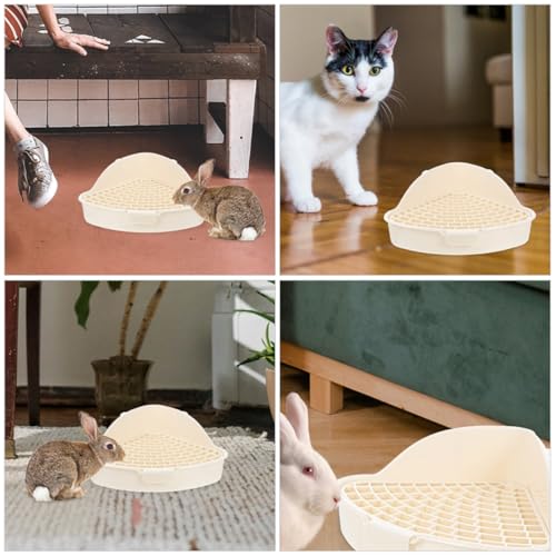 Arenero triangular para conejos LALADEFIEE contenedor higiénico de plástico blanco pack de 2 5