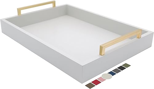 Miniatura 22 de Bandeja decorativa para mesa de centro – Bandeja otomana – Bandeja para servir desayuno, bebidas y licores – de granja a moderna – Acabado mate