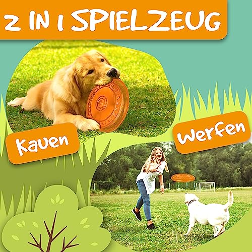 rootsnoot Frisbee FÜR Hunde | weich und super stabil | schwimmfähig | besonders Zahn - schonend | SCHADSTOFF FREI (NEON - Orange)