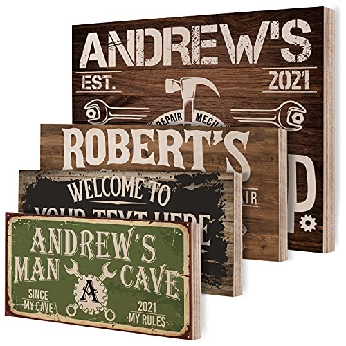 Product Image of the Personalized Wooden Man Cave Wall Sign 4 Size, 9 colors and 9 font options Customized Gift For Dad For Husband