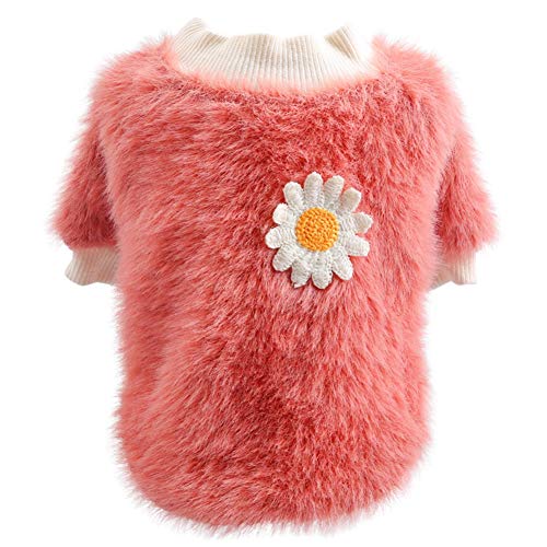 Poseca Suéter de Flores para Perros pequeños Abrigos Suéter de Lana para Cachorros Ropa Mascota Cachorro Gato Perro Jersey cálido Suéter Prendas de Punto Abrigo Invierno Perro Chihuahua Ropa Cover