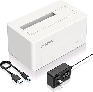 MAIWO SAS to USB 3.0 Adapter, 2.5 3.5 Inch SAS SATA HDD SSD Enclosure, 24TB Capacity, External Hard Drive Reader Docking Station with 12V 2A Power Adapter, Tool Free (White)