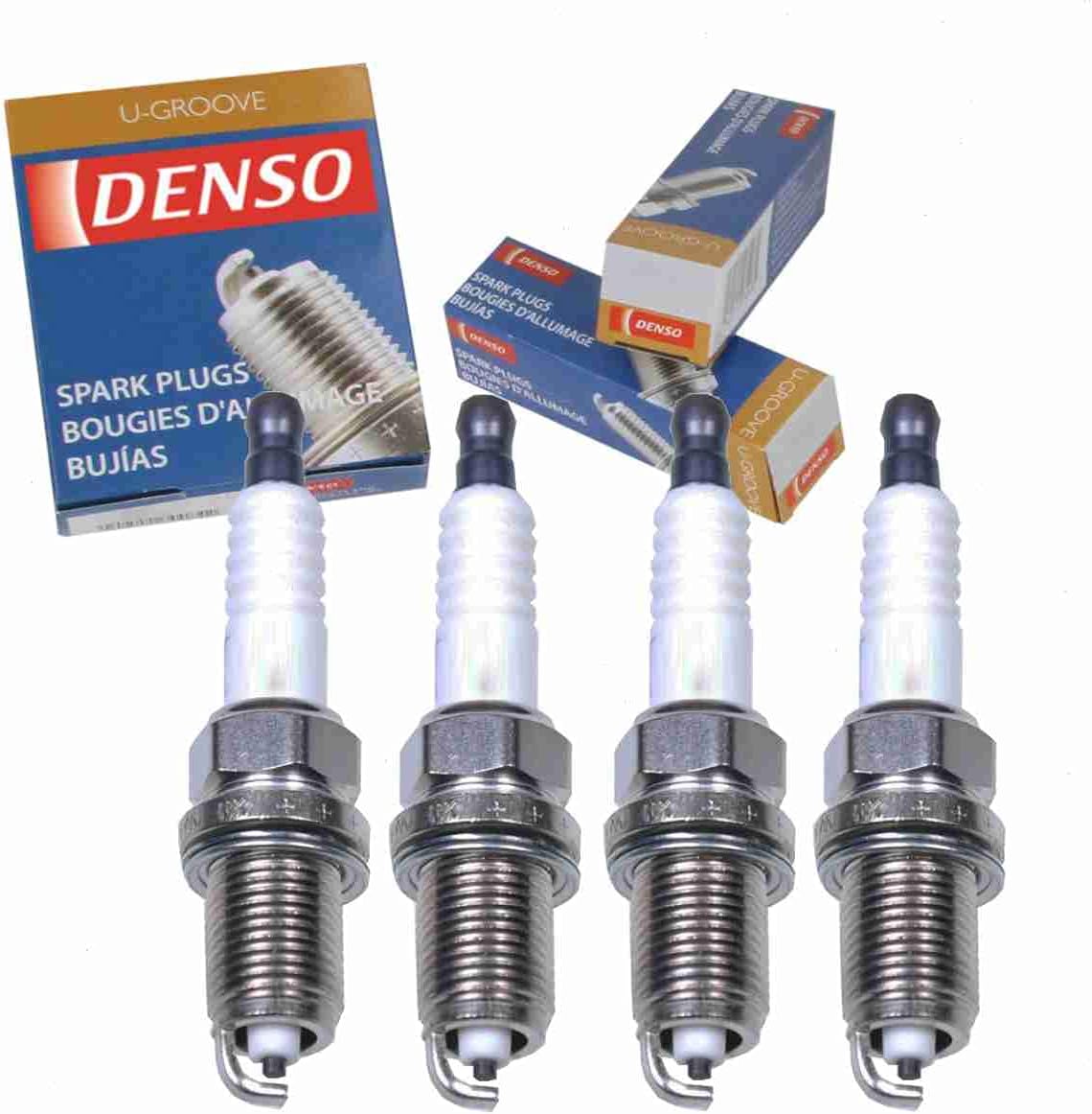 4 bujías DENSO estándar con ranura en U para Toyota Camry 1992-2011 | 2.2L 2.4L L4, el suelo con ranura en U patentado genera un núcleo de llama más grande. Construcción de níquel, confiabilidad de 20,000 a 30,000 millas.