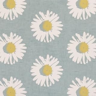Duckegg and White Daisy Capri Mineral Oilcloth Wipe Clean Tablecloth Tablecloth 110cm x 110cm (43" x 43") Square