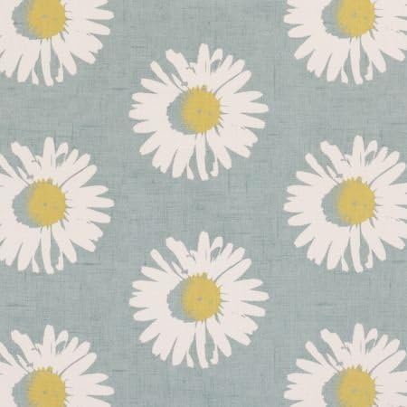 Duckegg and White Daisy Capri Mineral Oilcloth Wipe Clean Tablecloth Tablecloth 110cm x 110cm (43" x 43") Square
