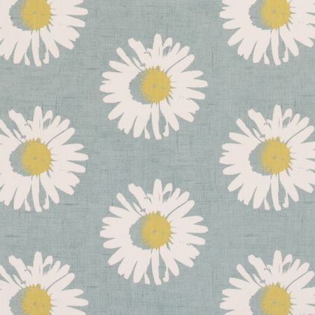 Duckegg and White Daisy Capri Mineral Oilcloth Wipe Clean Tablecloth Tablecloth 134cm x 260cm (53" x 103")