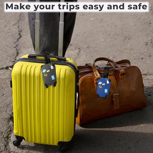 Image of Kraptick Travel Luggage Tags - Durable and Stylish Luggage Identification Tags for Suitcases Compact Name Tag for Luggage & Travel ID Label Tags for Suitcase & School Bags-(DMFP881)(Pack of 2)