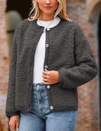 Image of PRETTYGARDEN Women's Faux Fur Coat 2026 Fall Fuzzy Fleece Button up Shearling Cropped Jackets Winter Trendy Outerwear