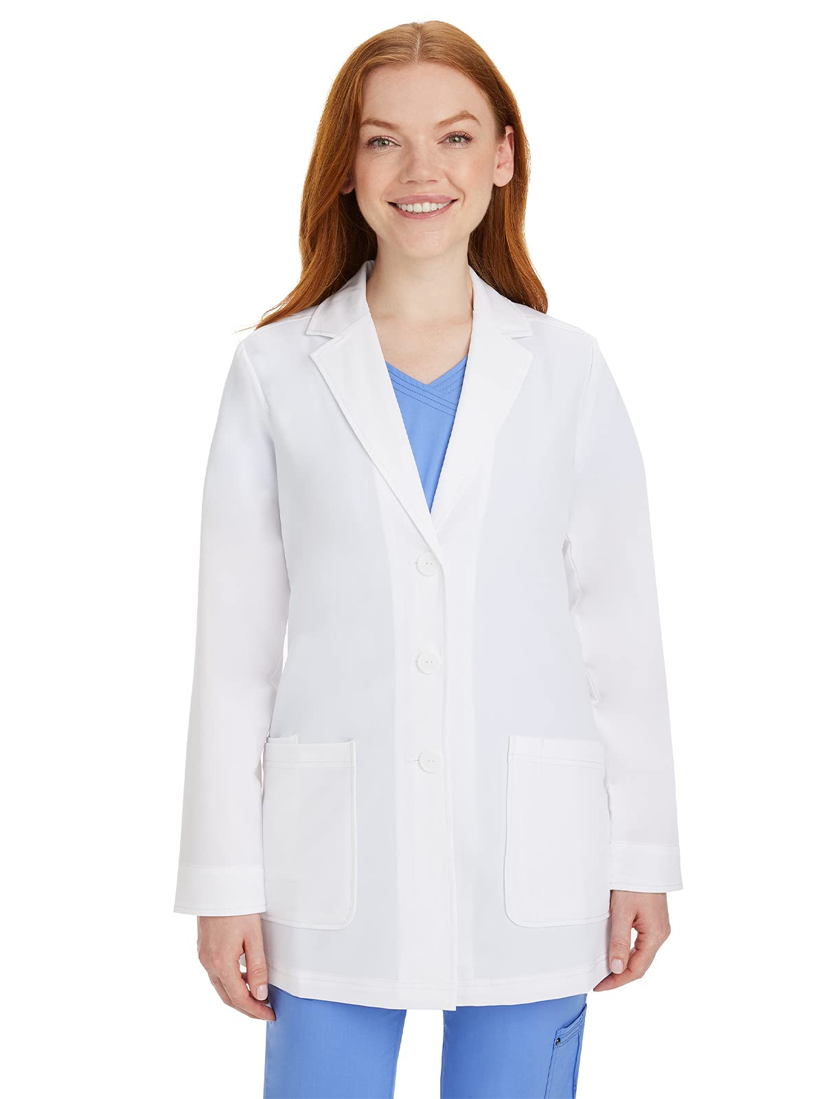 Healing Hands Faith Lab Coat - Abrigo de laboratorio de tres bolsillos de longitud media - Blanco - 2X-Large