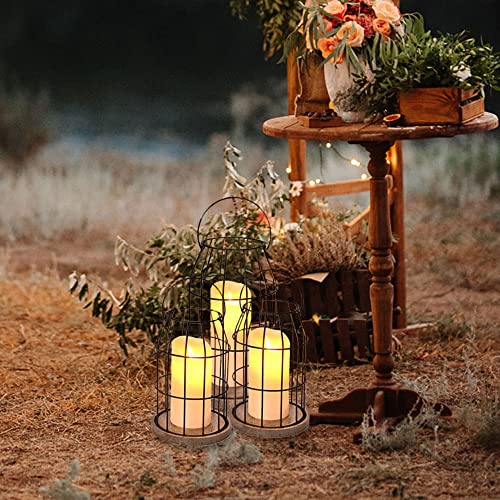 Yorkmills Candle Lantern Farmhouse Decor Set Of 2, Metal Candle Holders Lantern Decorative Table Centerpieces For Dining Room Decor, Pillar Candle Holder For Flameless Candles Modern Rustic Home Decor #TOP6