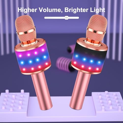 Image of Ankuka Karaoke Mic with Speaker Bluetooth | Portable Bluetooth Mic Wireless with Led Lights - Professional Karaoke Mike for Kids | Mic for Singing with Built-in Speaker and Echo Effect