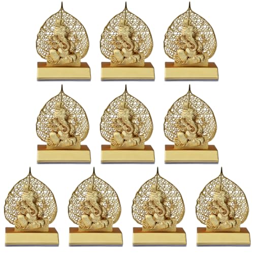 Image of Saugat Traders Diwali Corporate Bulk Gifts for Employees, Clients - Pack of 10 Golden Ganesh Ji Statue for Corporate Office, Pooja Function - Religious Wedding Return Gifts