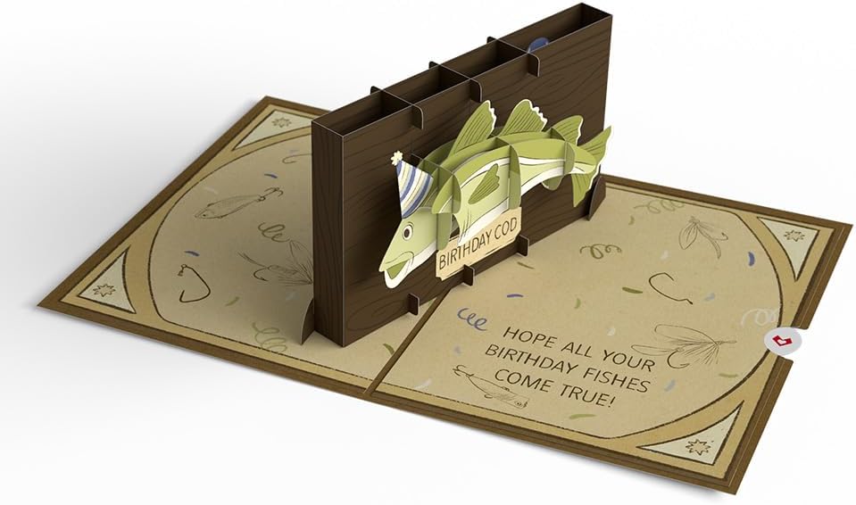 Lovepop Happy Birthday Pop-Up Card for Her and Him- 3D Humor Birthday Greeting Cards for Boys, Girls, Men, Women - Birthday Cod - 5" x 7" Cod Fish Mount Card - Blank Note Card & Envelope Included - Image 5