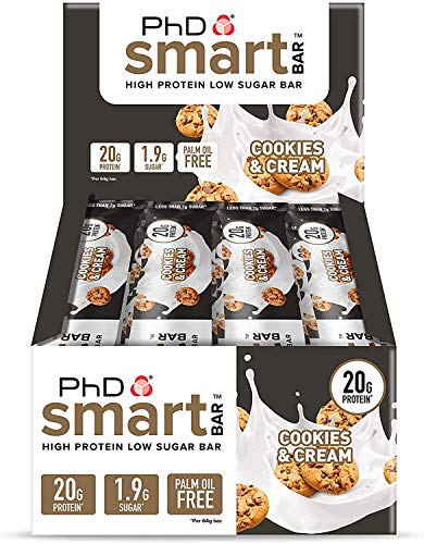 PhD Nutrition Smart Bar Protein Eiwitreep Cookies & Cream 12x64g, 31% eiwit, 12 Bars