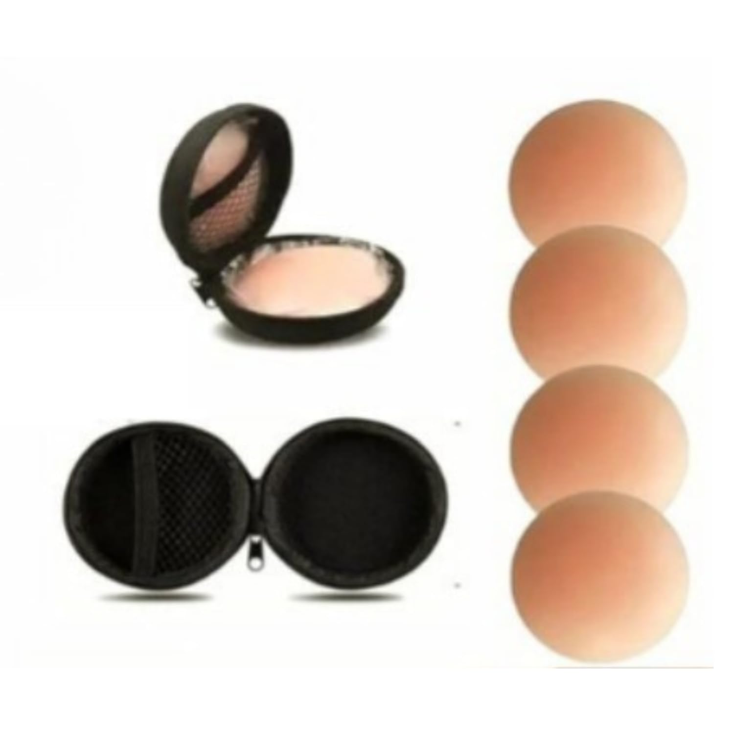 MIBEY Reusable Silicone Nipple Covers for Women (3 Pairs) – Invisible Breast Pasties Pair with Travel Black Zip Case, Double Sided Tape 36 Pieces - Ideal for Backless & Strapless Outfits-image-0