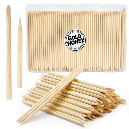 GOLD HONEY 180PCS Orange Sticks for Nails in Boxed - 4.5 Inch Double Sided Orange Wood Sticks for Nails Used - Professional Manicure & Cuticle Remover - Manicure Pedicure Tool