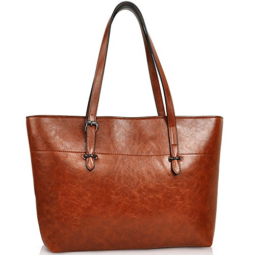 Tote Bag for Women, Vegan Leather Handbags with Large Capacity,Concise Shoulder Bag by YAAMUU (4.brown)