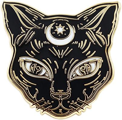 REAL SIC Black Cat Enamel Pin - Witch's Black Cat Pin - Premium Halloween / Occult / Witch / Tarot / Alchemy Cat Accessory for Jackets, Backpacks, Hats & Tops