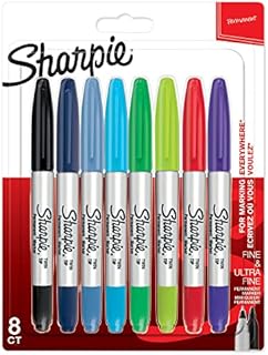 Sharpie Twin Tip Permanent Markers | Fine & Ultra-Fine Points | Assorted Colours | 8 Count