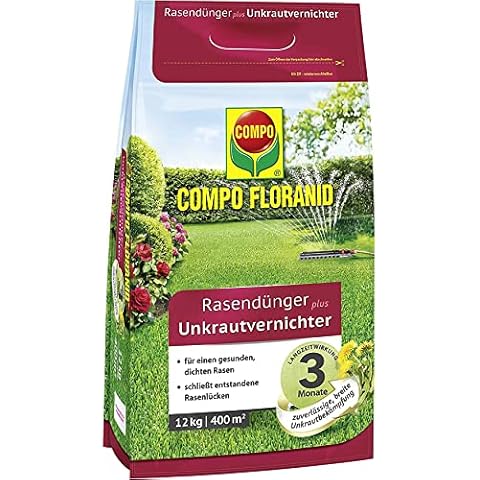 COMPO Rasendünger mit Unkrautvernichter, 3 Monate Langzeitwirkung Cover