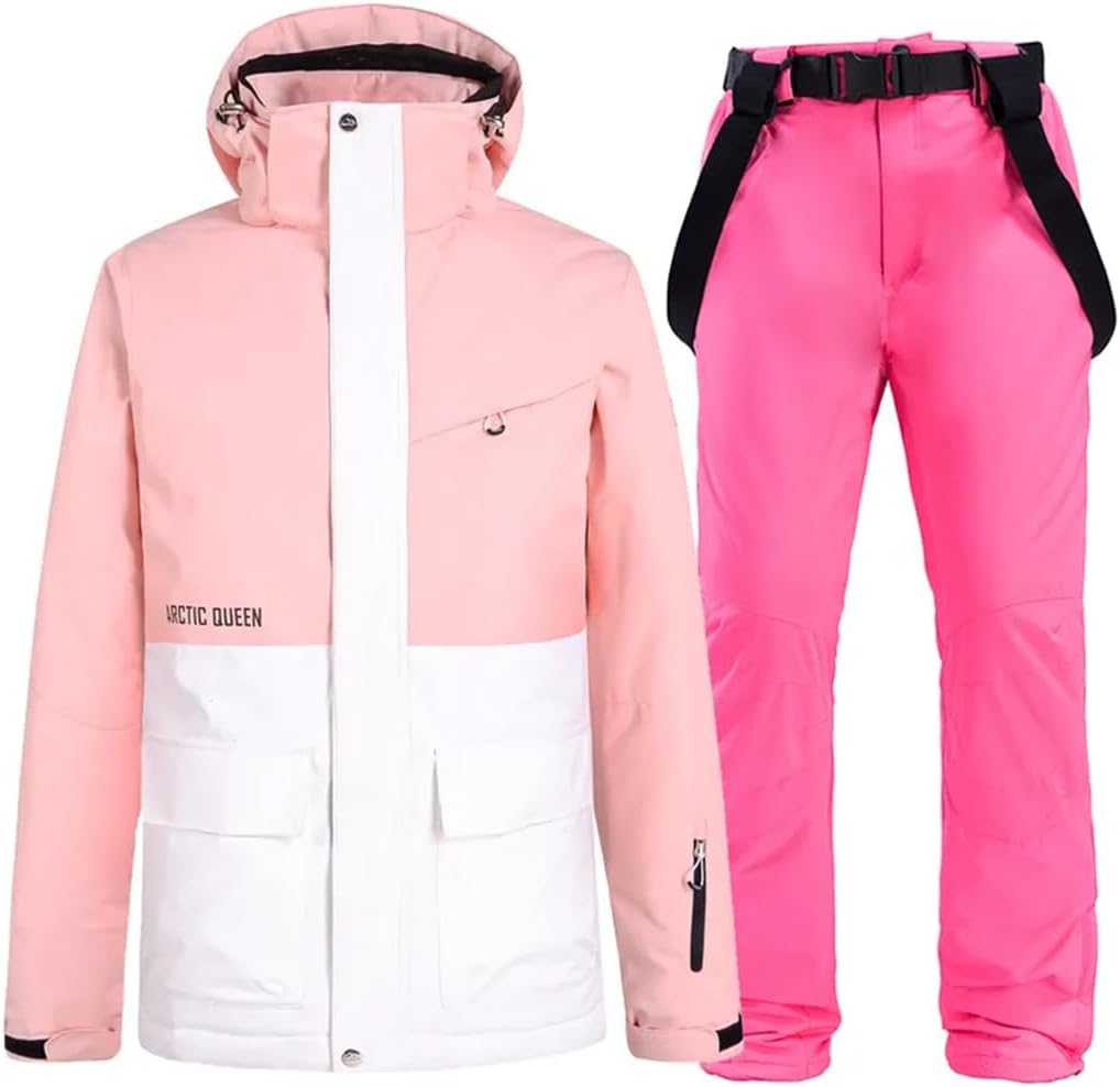 Women Winter Skiing Clothes Jacket And Pants Set Outdoor Warm Windproof Waterproof Snowboard Suit