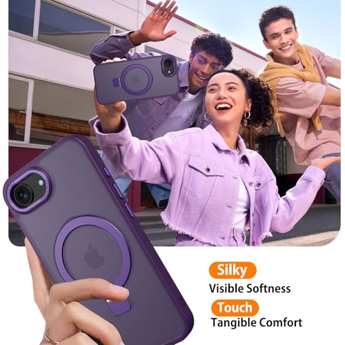Coque Magsafe iPhone 16E antichoc intégrale avec béquille violette - 6