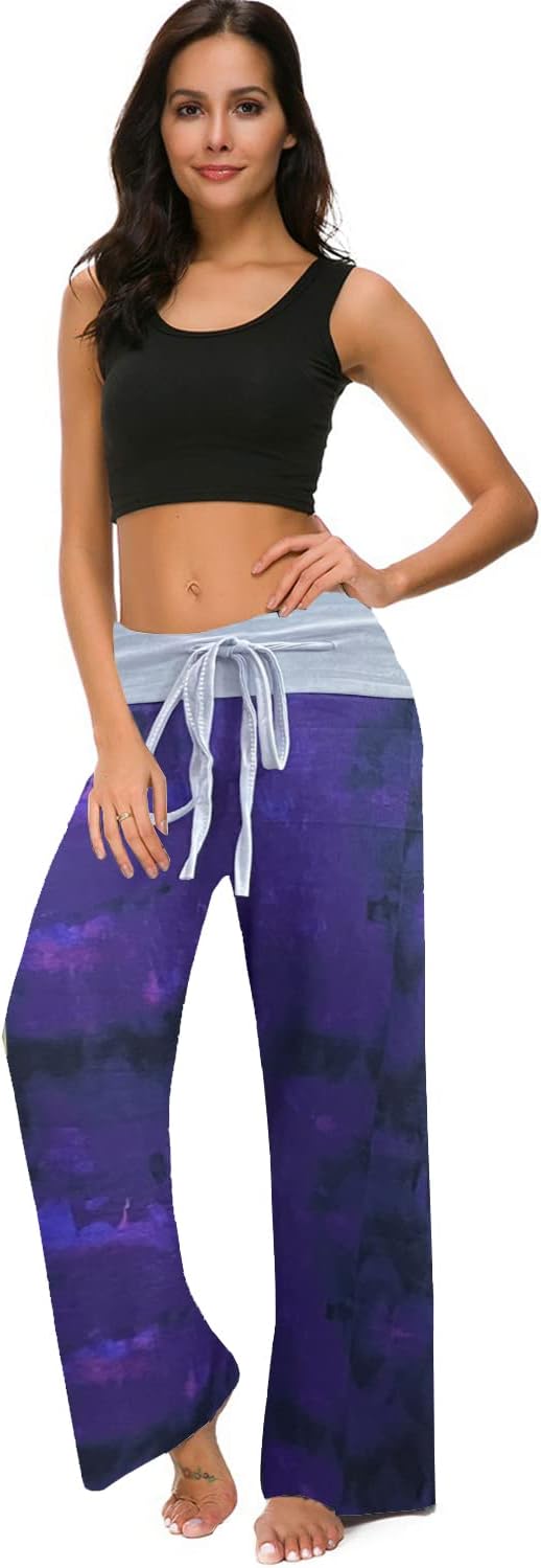 NEWCOSPLAY Women's Comfy Pajama Pants Casual Drawstring Palazzo Lounge Wide Leg Pants - Image 5