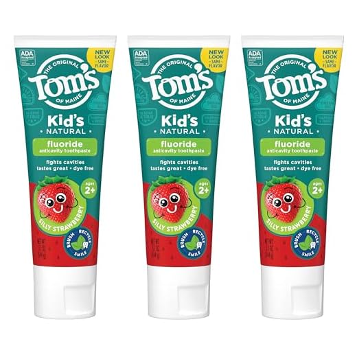 Tom's of Maine ADA Approved Fluoride Children's Toothpaste, Natural Toothpaste, Dye Free, No Artificial Preservatives, Silly Strawberry, 5.1 oz. 3-Pack (Packaging May Vary)