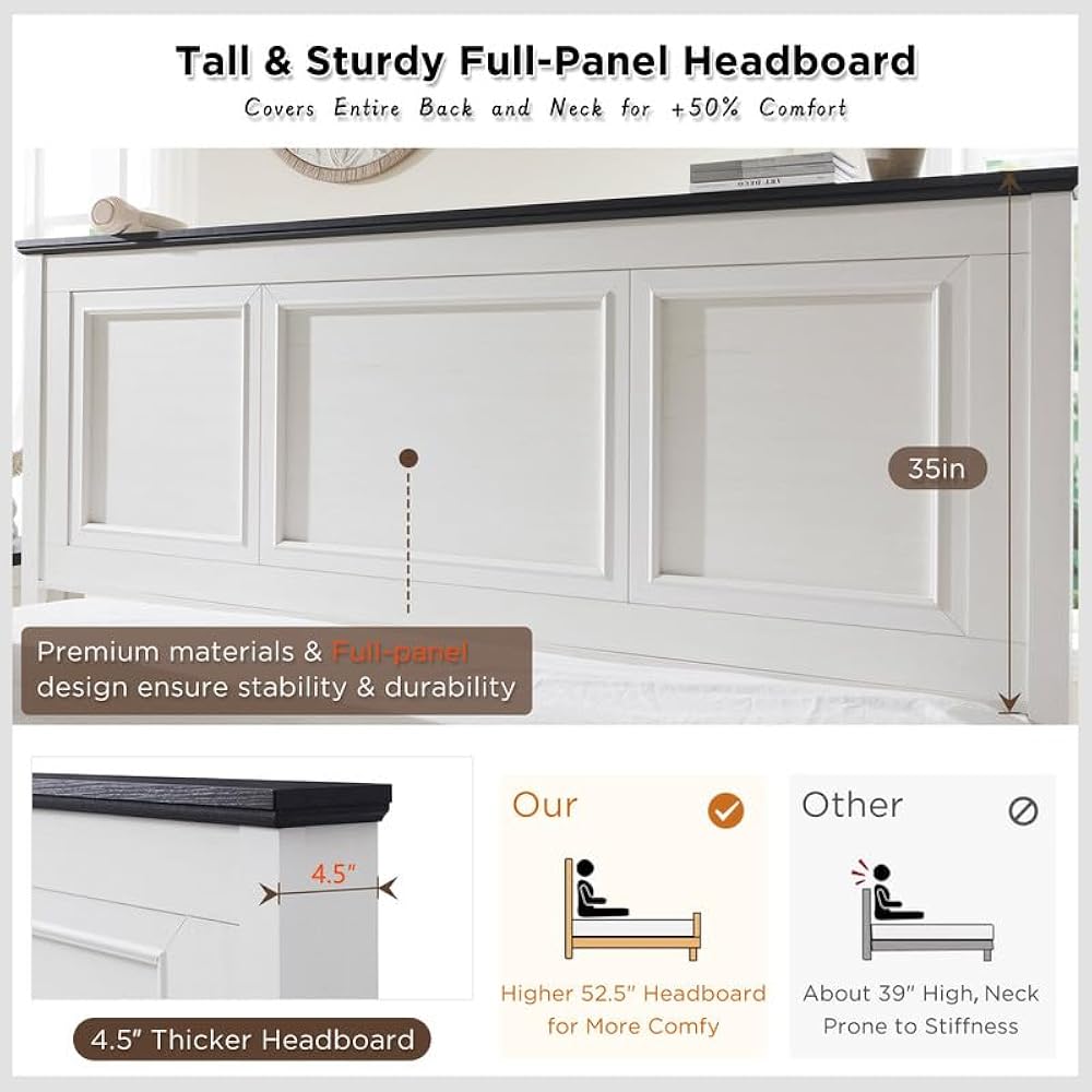 Farmhouse Queen Size Bed Frame with 52 Tall Barbados | Ubuy