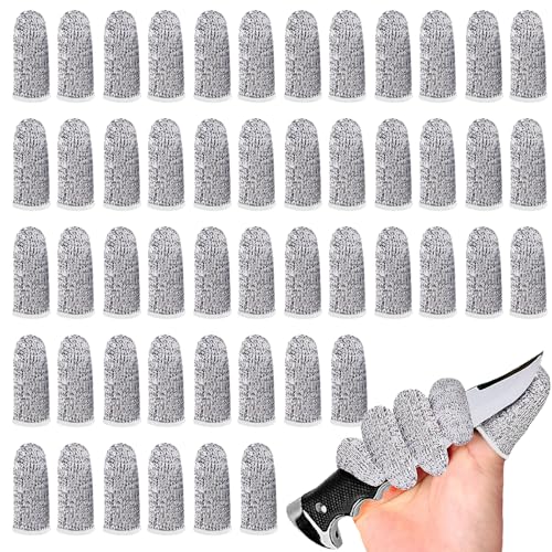 TRKETK 50 Piezas Cunas para Dedos, Protector de Pulgar Reutilizable Funda Fundas para Dedos Transpirables Protección Contra Cortes Protectores de Dedos para Jardín Cocina Trabajo Escultura (Gris)