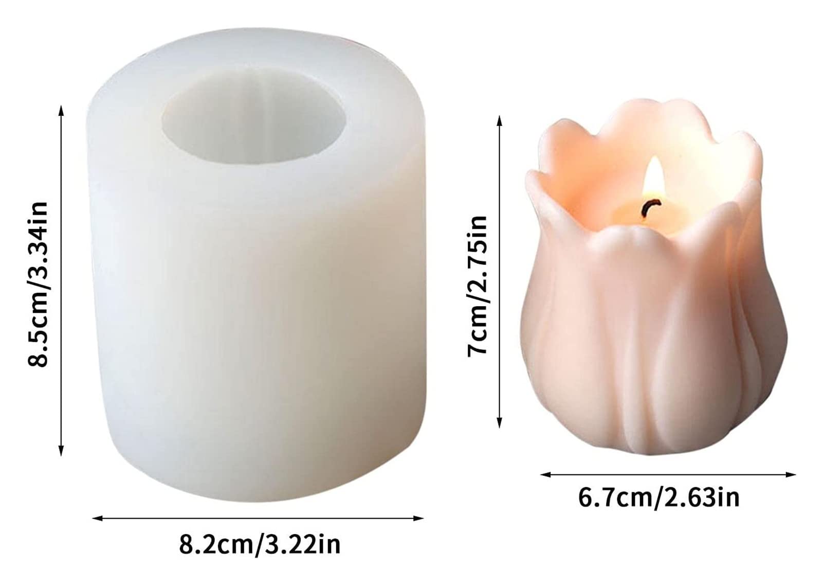 Kit de fabricación de moldes DIY Suministros Molde de silicona de flor de tulipán 3D - Molde de vela de silicona Molde de jabón 3D hecho a mano | Moldes de silicona en forma de flor Fondant molde for