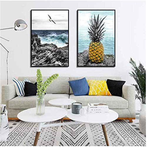 Toile mer et or ananas décoration murale chic pour sublimer votre chambre
