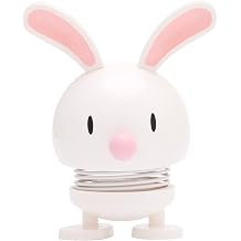 Hoptimist Bunny Bumble, Home Decor Ornament - Danish Design, Plastic W/Metal Spring, Small - Creates Cheerful Movement- White