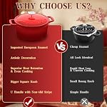 DUTZUN Enameled Cast Iron Dutch Oven - 5 Quart, Crab Lid (Patented), Oversized Knob, for Bread Baking Braiser, Cooking Stock Pot - Red - Image 4