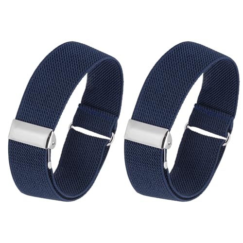 PATIKIL Adjustable Arm Bands, 2 Pack/1 Pair Anti-Slip Sleeve Garter Elastic Shirt Sleeve Holders for Men Women, Navy Blue