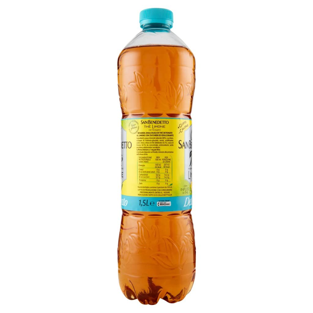 12 x San benedetto the deteinato limona PET 1,5lt de limón descafeinado bebida refrescante