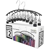Hanger Central Legging Organizer for Closet, Metal Yoga Pants Hangers 2 Pack w/10 Clips Holds 20 Leggings, Space Saving Hanging Closet Organizer w/Rubber Coated Closet Organizers and Storage, Black
