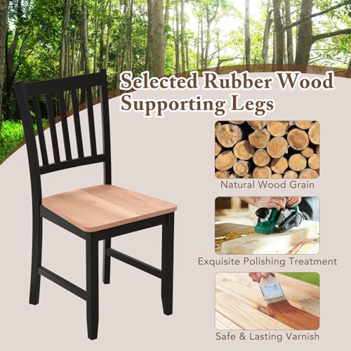 Image of COSTWAY Dining Chairs Set of 4, Mid Century Modern Dining Room Chairs with Solid Rubber Wood Legs and Curved Backrest, Kitchen Chairs for Home, Living Room, Restaurant, Black & Walnut